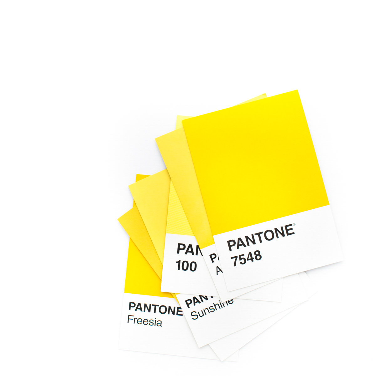 pantone swatches in the color 7548, a sunshine yellow